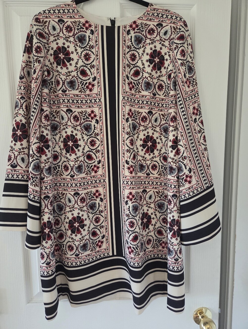 Tuckernuck Floral Medallion Long-Sleeve Mini Dress in Cream, Black, Pink